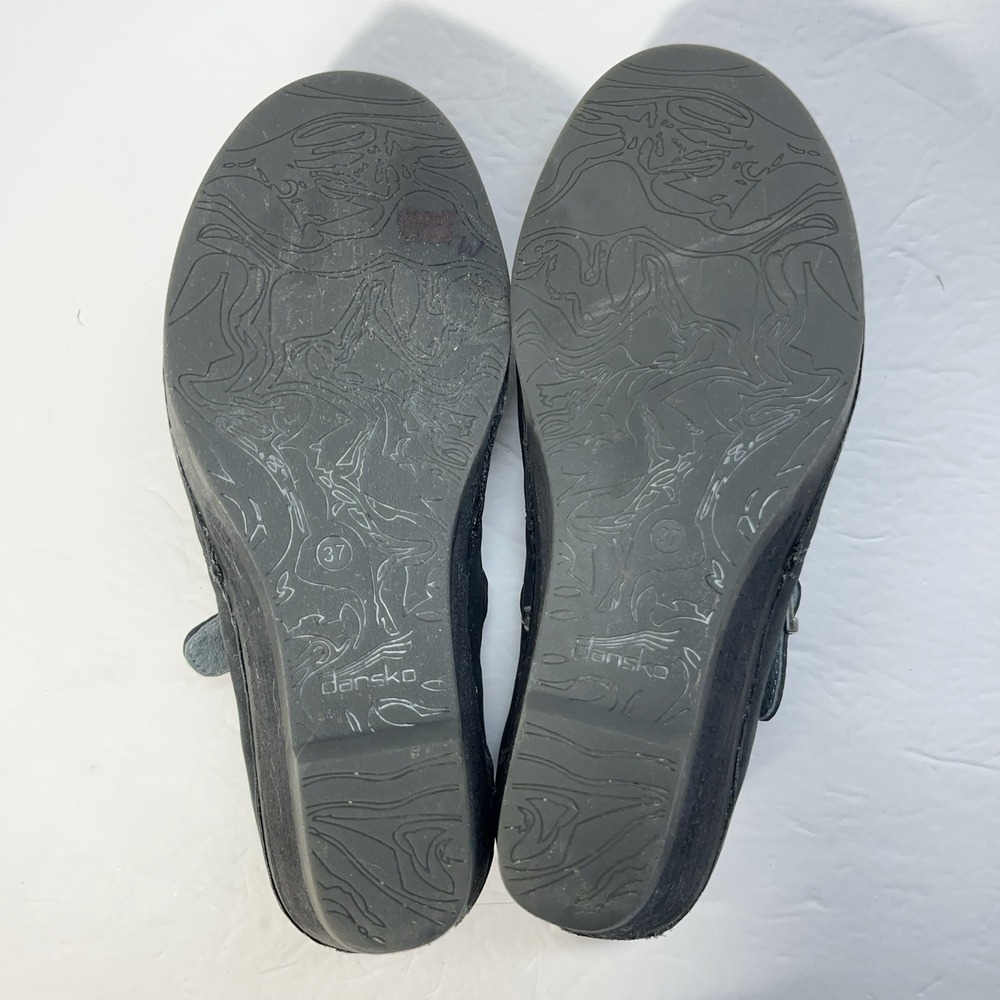 Dansko Sandra Mary Jane Shoes Black Nubuck Leather Wedge Pump Womens 37 US 6.5-7 - Picture 10 of 13